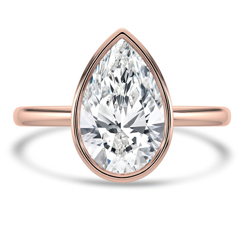 Pear Lab Created Diamond Bezel Set Open Bridge Solitaire Engagement Ring in Rose Gold (MVSLG1365-R)