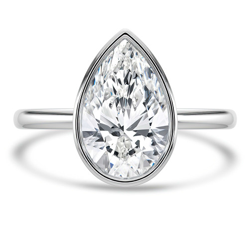 Pear Lab Created Diamond Bezel Set Open Bridge Solitaire Engagement Ring in White Gold (MVSLG1365-W)