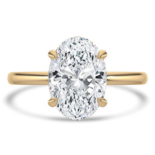 Oval Lab Created Diamond Hidden Halo Open Bridge Solitaire with Accents Engagement Ring in Yellow Gold (MVSLG1371-Y)