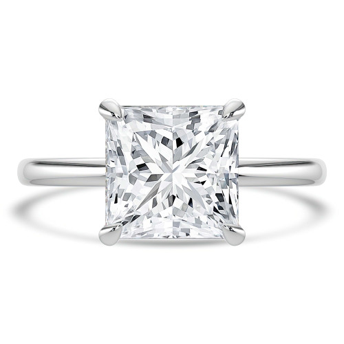 Princess Lab Created Diamond Hidden Halo Open Bridge Solitaire with Accents Engagement Ring in White Gold (MVSLG1373-W)