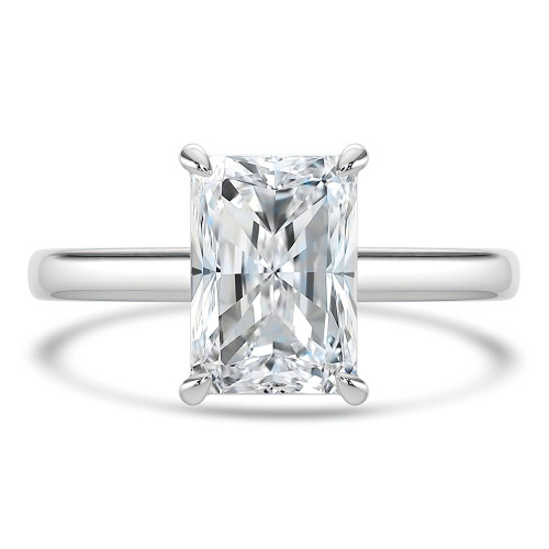 Radiant Lab Created Diamond Cathedral Open Bridge Solitaire Engagement Ring in White Gold (MVSLG1376-W)