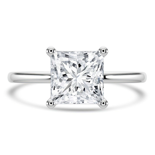 Princess Lab Created Diamond Solitaire Engagement Ring in White Gold (MVSLG1377-W)
