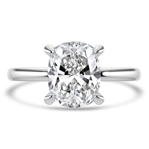 Cushion Lab Created Diamond Hidden Halo Solitaire with Accents Engagement Ring in White Gold (MVSLG1381-W)