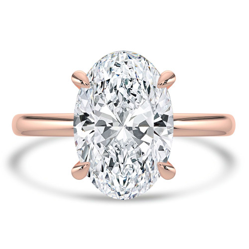 Oval Lab Created Diamond Hidden Halo Solitaire with Accents Engagement Ring in Rose Gold (MVSLG1383-R)