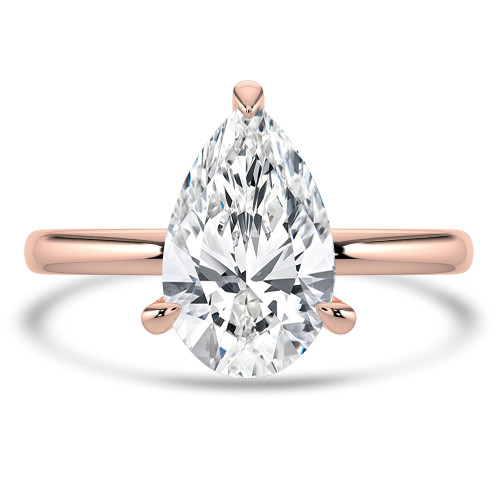 Pear Lab Created Diamond Hidden Halo Solitaire with Accents Engagement Ring in Rose Gold (MVSLG1384-R)