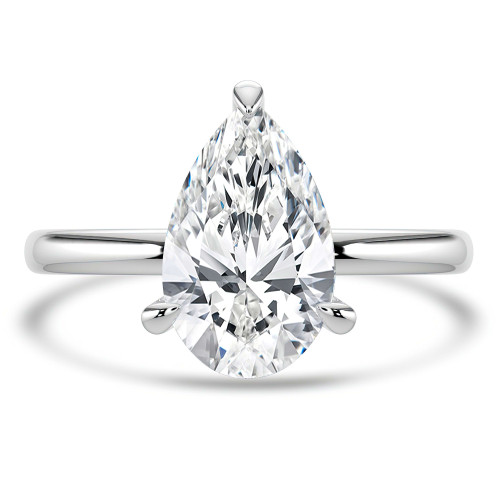 Pear Lab Created Diamond Hidden Halo Solitaire with Accents Engagement Ring in White Gold (MVSLG1384-W)