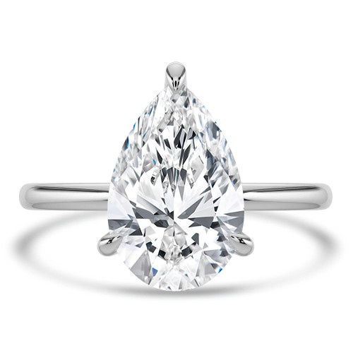 Pear Lab Created Diamond Hidden Halo Solitaire with Accents Engagement Ring in White Gold (MVSLG1385-W)