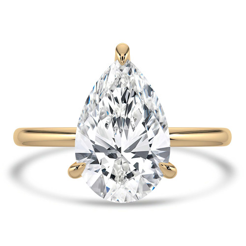 Pear Lab Created Diamond Hidden Halo Solitaire with Accents Engagement Ring in Yellow Gold (MVSLG1385-Y)