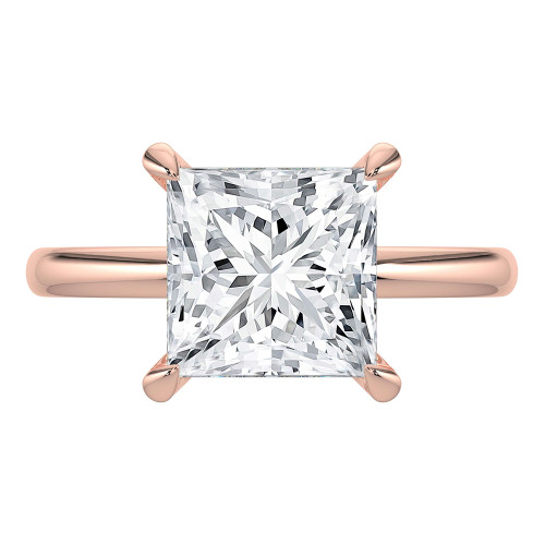 Princess Lab Created Diamond Hidden Halo Solitaire with Accents Engagement Ring in Rose Gold (MVSLG1389-R)