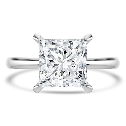 Princess Lab Created Diamond Hidden Halo Solitaire with Accents Engagement Ring in White Gold (MVSLG1389-W)