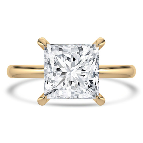 Princess Lab Created Diamond Hidden Halo Solitaire with Accents Engagement Ring in Yellow Gold (MVSLG1389-Y)