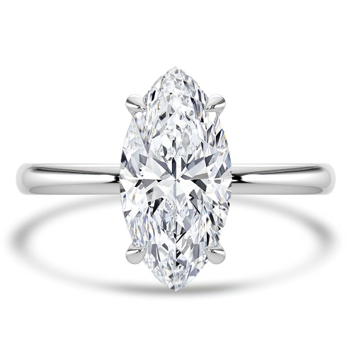 Marquise Lab Created Diamond Hidden Halo Open Bridge Solitaire with Accents Engagement Ring in White Gold (MVSLG1393-W)