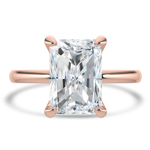 Radiant Lab Created Diamond Hidden Halo Open Bridge Solitaire with Accents Engagement Ring in Rose Gold (MVSLG1394-R)