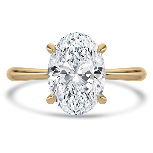 Oval Lab Created Diamond Tapered Solitaire Engagement Ring in Yellow Gold (MVSLG1396-Y)