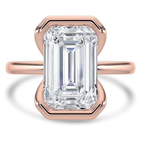 Emerald Lab Created Diamond Tension Set Solitaire Engagement Ring in Rose Gold (MVSLG1397-R)
