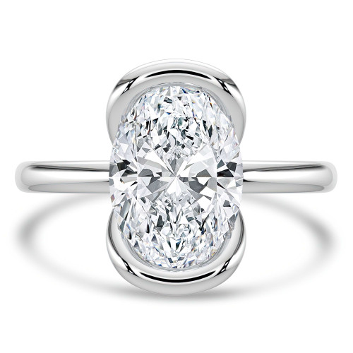 Oval Lab Created Diamond Tension Set Solitaire Engagement Ring in White Gold (MVSLG1399-W)