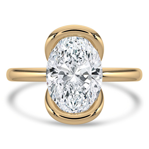 Oval Lab Created Diamond Tension Set Solitaire Engagement Ring in Yellow Gold (MVSLG1399-Y)