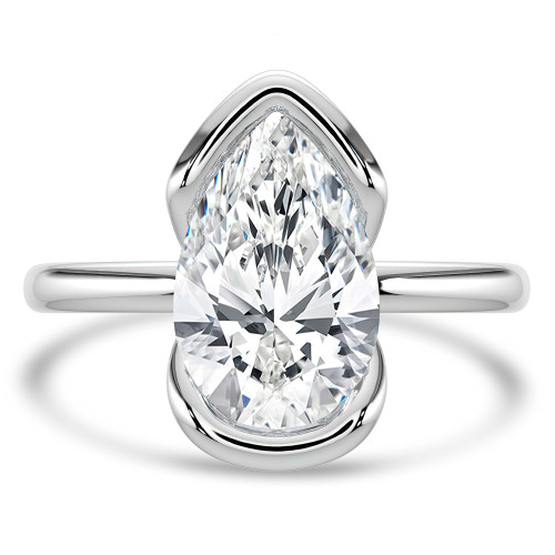 Pear Lab Created Diamond Tension Set Solitaire Engagement Ring in White Gold (MVSLG1400-W)