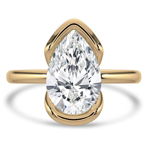 Pear Lab Created Diamond Tension Set Solitaire Engagement Ring in Yellow Gold (MVSLG1400-Y)