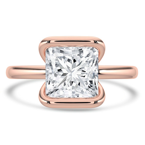 Princess Lab Created Diamond Tension Set Solitaire Engagement Ring in Rose Gold (MVSLG1401-R)