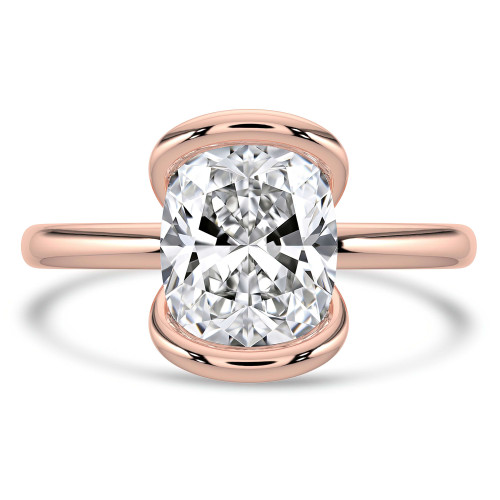 Cushion Lab Created Diamond Tension Set Solitaire Engagement Ring in Rose Gold (MVSLG1403-R)