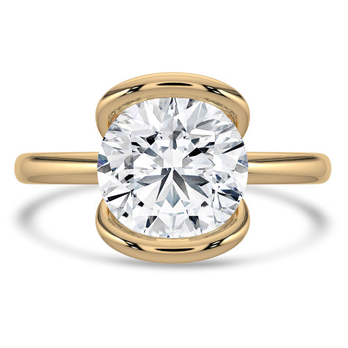 Round Lab Created Diamond Tension Set Solitaire Engagement Ring in Yellow Gold (MVSLG1404-Y)