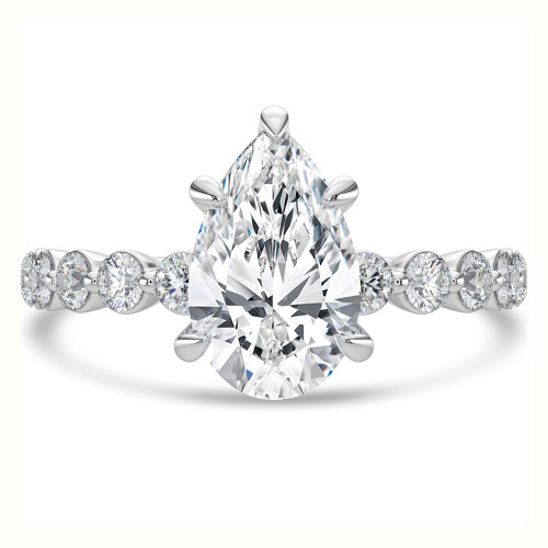 Pear Lab Created Diamond Solitaire with Accents Engagement Ring in White Gold (MVSLG1407-W)