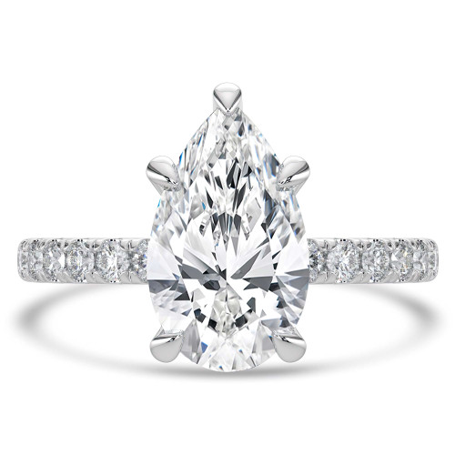 Pear Lab Created Diamond Hidden Halo Open Bridge Solitaire with Accents Engagement Ring in White Gold (MVSLG1411-W)
