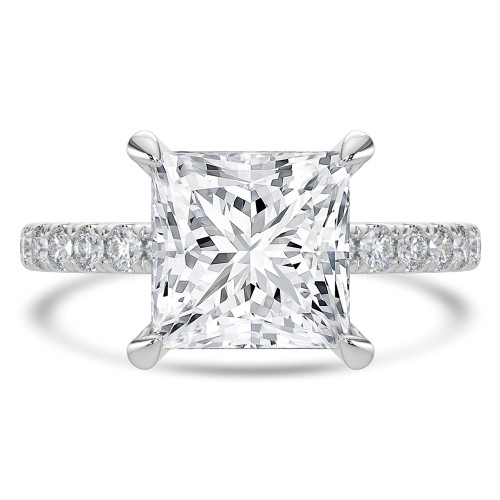 Princess Lab Created Diamond Hidden Halo Open Bridge Solitaire with Accents Engagement Ring in White Gold (MVSLG1412-W)
