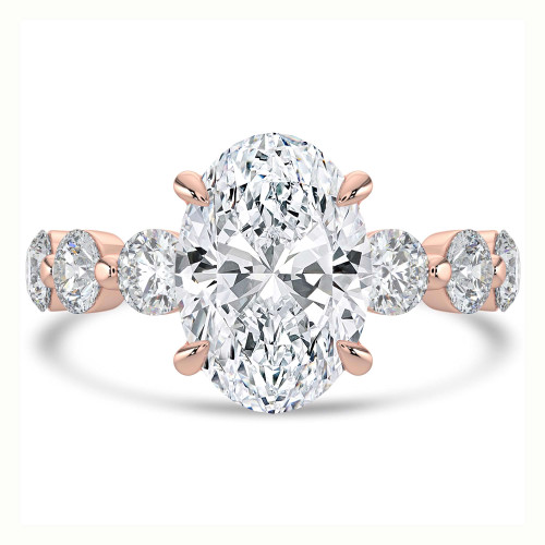 Oval Lab Created Diamond Open Bridge Solitaire with Accents Engagement Ring in Rose Gold (MVSLG1414-R)