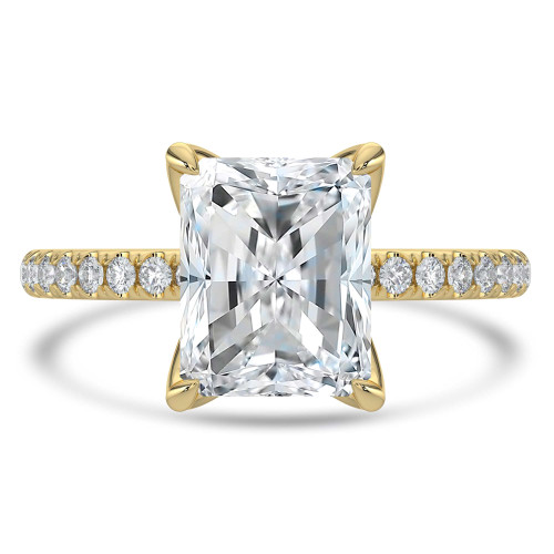 Radiant Lab Created Diamond Solitaire with Accents Engagement Ring in Yellow Gold (MVSLG1415-Y)