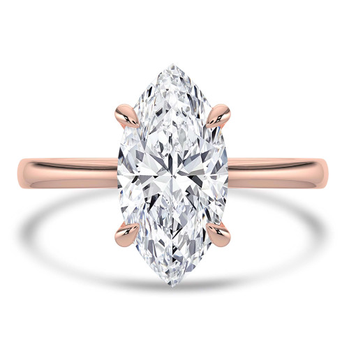 Marquise Lab Created Diamond Cathedral Solitaire Engagement Ring in Rose Gold (MVSLG1416-R)