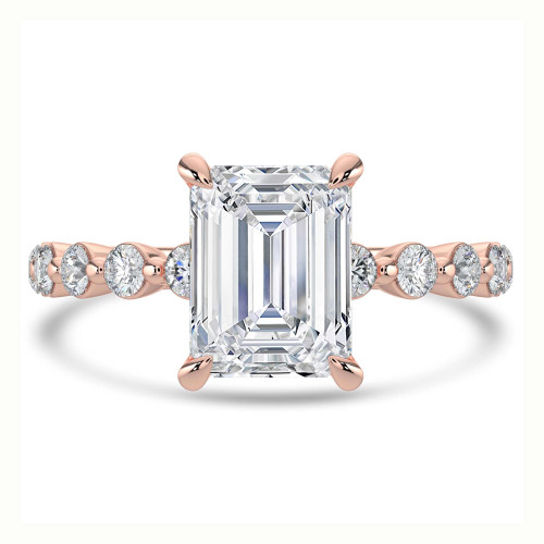 Emerald Lab Created Diamond Hidden Halo Solitaire with Accents Engagement Ring in Rose Gold (MVSLG1417-R)