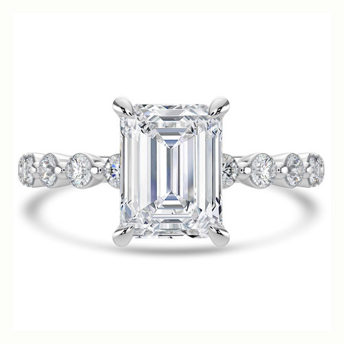 Emerald Lab Created Diamond Hidden Halo Solitaire with Accents Engagement Ring in White Gold (MVSLG1417-W)