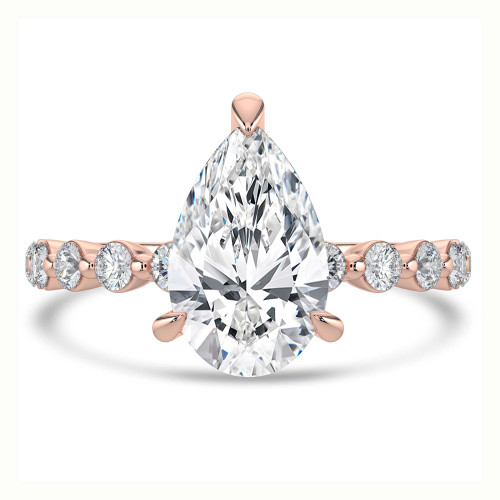 Pear Lab Created Diamond Hidden Halo Solitaire with Accents Engagement Ring in Rose Gold (MVSLG1420-R)