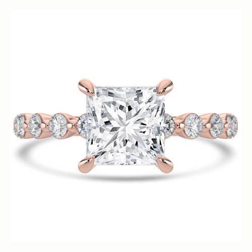 Princess Lab Created Diamond Hidden Halo Solitaire with Accents Engagement Ring in Rose Gold (MVSLG1421-R)