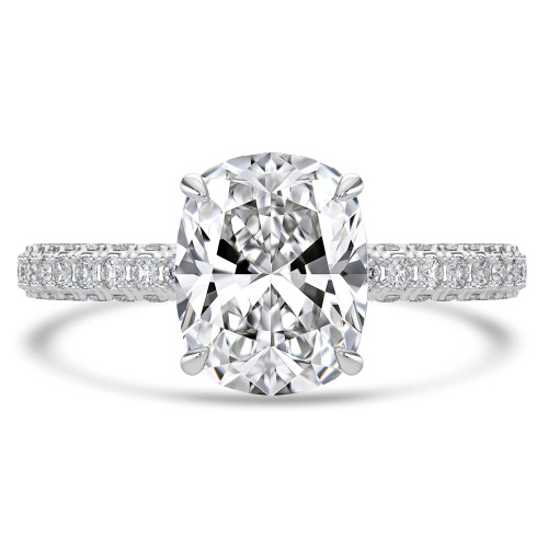 Cushion Lab Created Diamond Hidden Halo Solitaire with Accents Engagement Ring in White Gold (MVSLG1423-W)