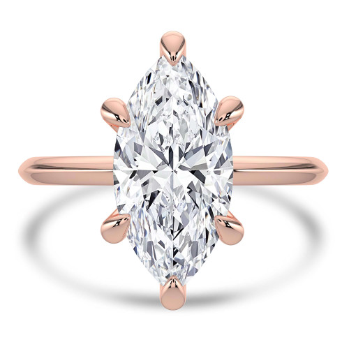 Marquise Lab Created Diamond Cathedral Knife Edge Solitaire Engagement Ring in Rose Gold (MVSLG1426-R)