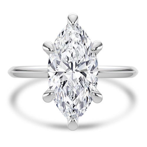 Marquise Lab Created Diamond Cathedral Knife Edge Solitaire Engagement Ring in White Gold (MVSLG1426-W)