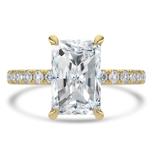 Radiant Lab Created Diamond Hidden Halo Open Bridge Solitaire with Accents Engagement Ring in Yellow Gold (MVSLG1436-Y)