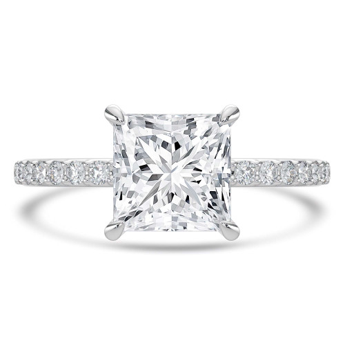 Princess Lab Created Diamond Solitaire with Accents Engagement Ring in White Gold (MVSLG1439-W)