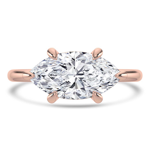 Marquise Lab Created Diamond Horizontally Set Solitaire Engagement Ring in Rose Gold (MVSLG1445-R)