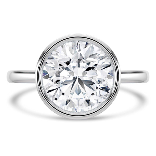 Round Lab Created Diamond Bezel Set Solitaire Engagement Ring in White Gold (MVSLG1457-W)