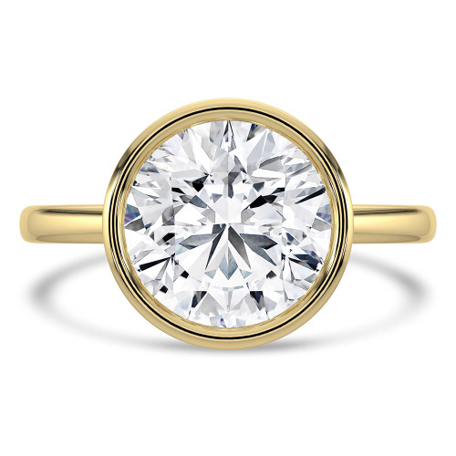 Round Lab Created Diamond Bezel Set Solitaire Engagement Ring in Yellow Gold (MVSLG1457-Y)
