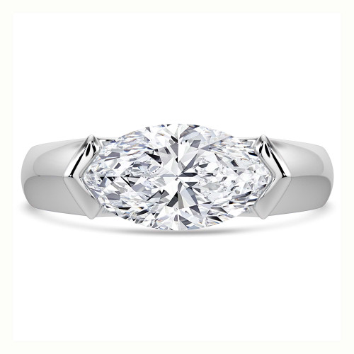 Marquise Lab Created Diamond Horizontally Tension Set Solitaire Engagement Ring in White Gold (MVSLG1458-W)