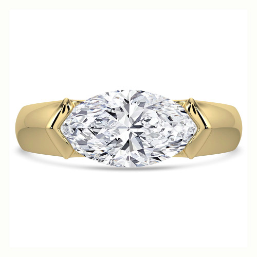 Marquise Lab Created Diamond Horizontally Tension Set Solitaire Engagement Ring in Yellow Gold (MVSLG1458-Y)