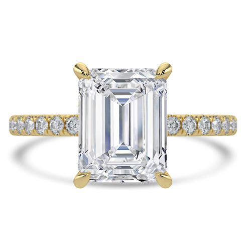 Emerald Lab Created Diamond Hidden Halo Solitaire with Accents Engagement Ring in Yellow Gold (MVSLG1461-Y)