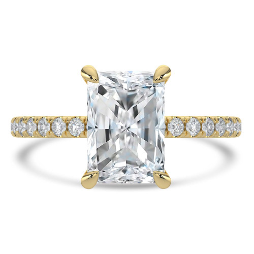 Radiant Lab Created Diamond Hidden Halo Solitaire with Accents Engagement Ring in Yellow Gold (MVSLG1466-Y)