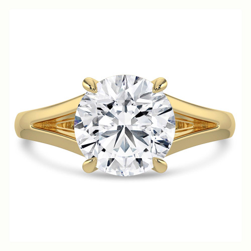 Round Lab Created Diamond Cathedral Split Shank Solitaire Engagement Ring in Yellow Gold (MVSLG1469-Y)