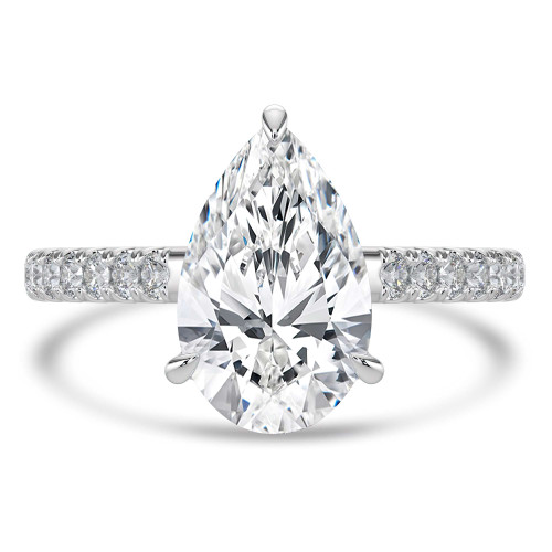 Pear Lab Created Diamond Cathedral Open Bridge Solitaire with Accents Engagement Ring in White Gold (MVSLG1472-W)